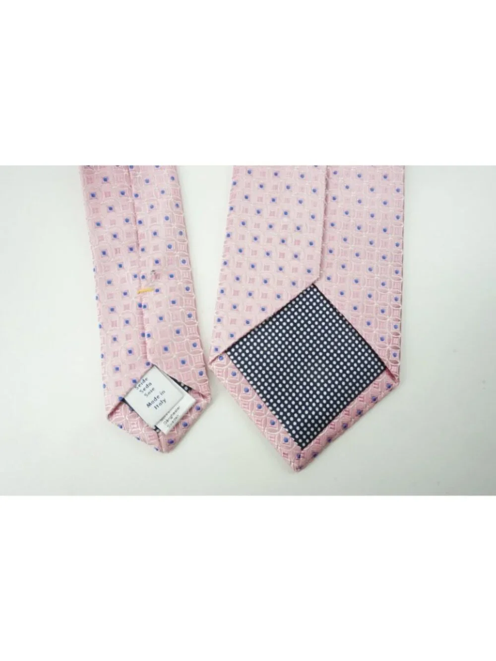 Eton Bubblegum Pink Cobalt Blue Foulard Geometric 100% Silk Tie Brand New Tags
